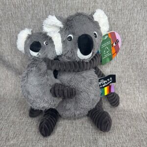 Les Deglingos Les Ptipotos Koala Mother and Baby Grey Plush Stuffed Animal NWT